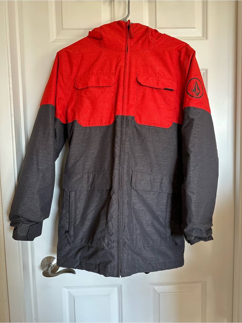 Volcom Boys XL 14Y Red & Charcoal Insulated Snow Jacket